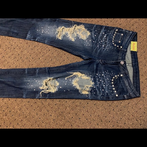 Low-Rise | Rhinestone | Ripped | Skinny Jeans - Picture 7 of 15